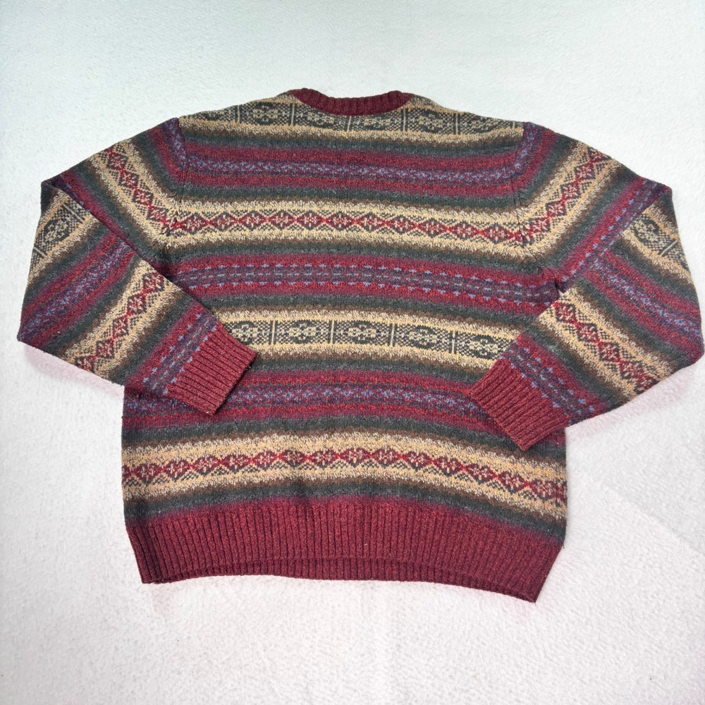 Weatherproof Fair Isle Sweater Men's S Burgundy Nordic Knit Grandpa Cottagecore